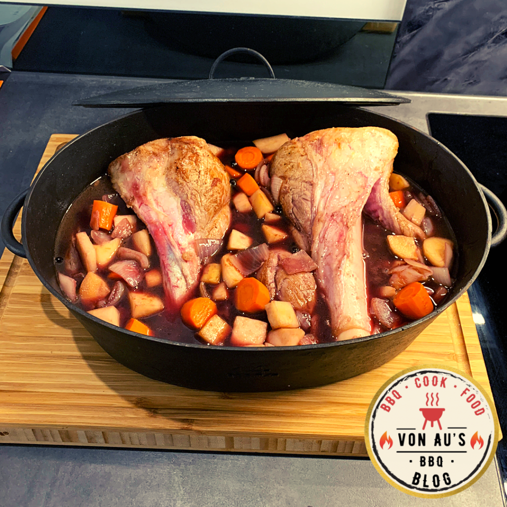Geschmorte Kalbshaxe im Dutch Oven