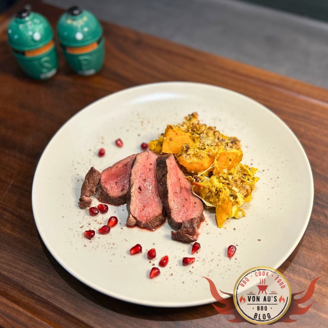 Hirschkalbsrücken | Gerösteter Kürbis vom Big Green Egg